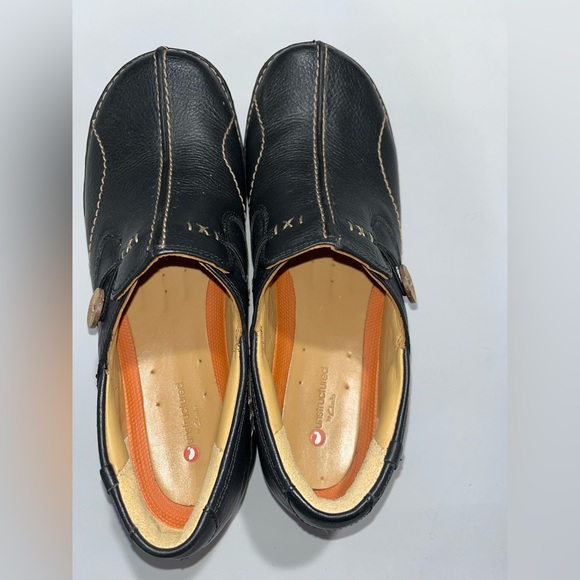 Clarks UnLoop Black Leather Slip-on Shoes Sz 8 - Picture 3 of 7
